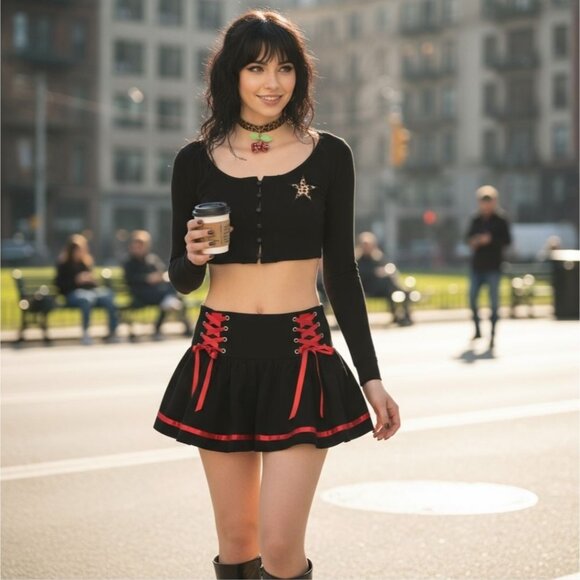 Cardigan – Current Mood – Black – On The Nod Cropped Scoop Neck Leopard Star S - Picture 1 of 2
